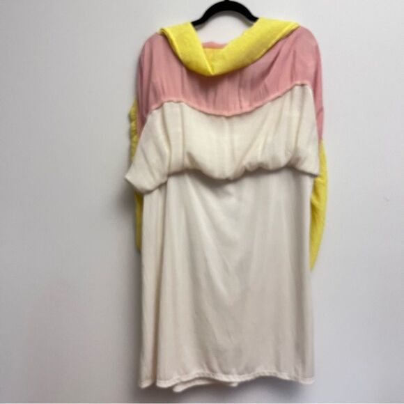 As U Wish Flutter Sleeve Pastel Colorblock Smocked Full Skirted Mini Dress 2X - Picture 5 of 8